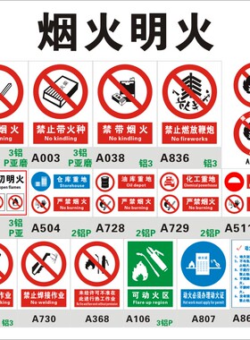 禁止烟火带火种安全标志牌 严禁一切明火作业 可动火区 铝板制标识牌 化工油仓库重地标示贴现货 PVC塑料丝印
