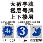 20楼层号牌 磨砂PVC背胶材质 直径30大号数字标识 上下楼梯道标贴 指示标志牌 现货1F 2F3F4F5F6F7F8F上海