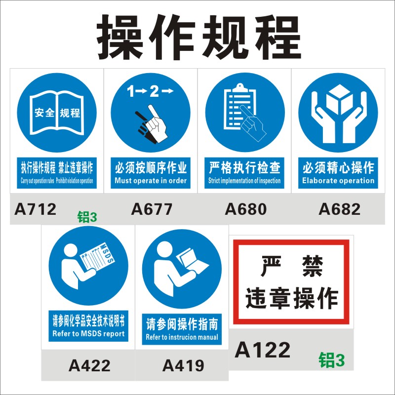 操作规程安全标志牌严禁止违章 必须精心严格执行检查 按顺序作业请参