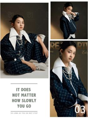儿童摄影服装女童西装套装影楼拍照主题10-12岁写真照走秀表演服