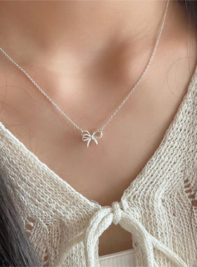 925纯银纯银女款蝴蝶结项链