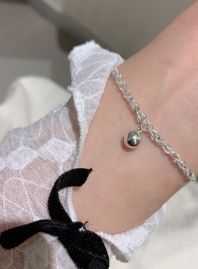 S925纯银波光粼粼圆球吊坠手链女款简约设计百搭小众手串