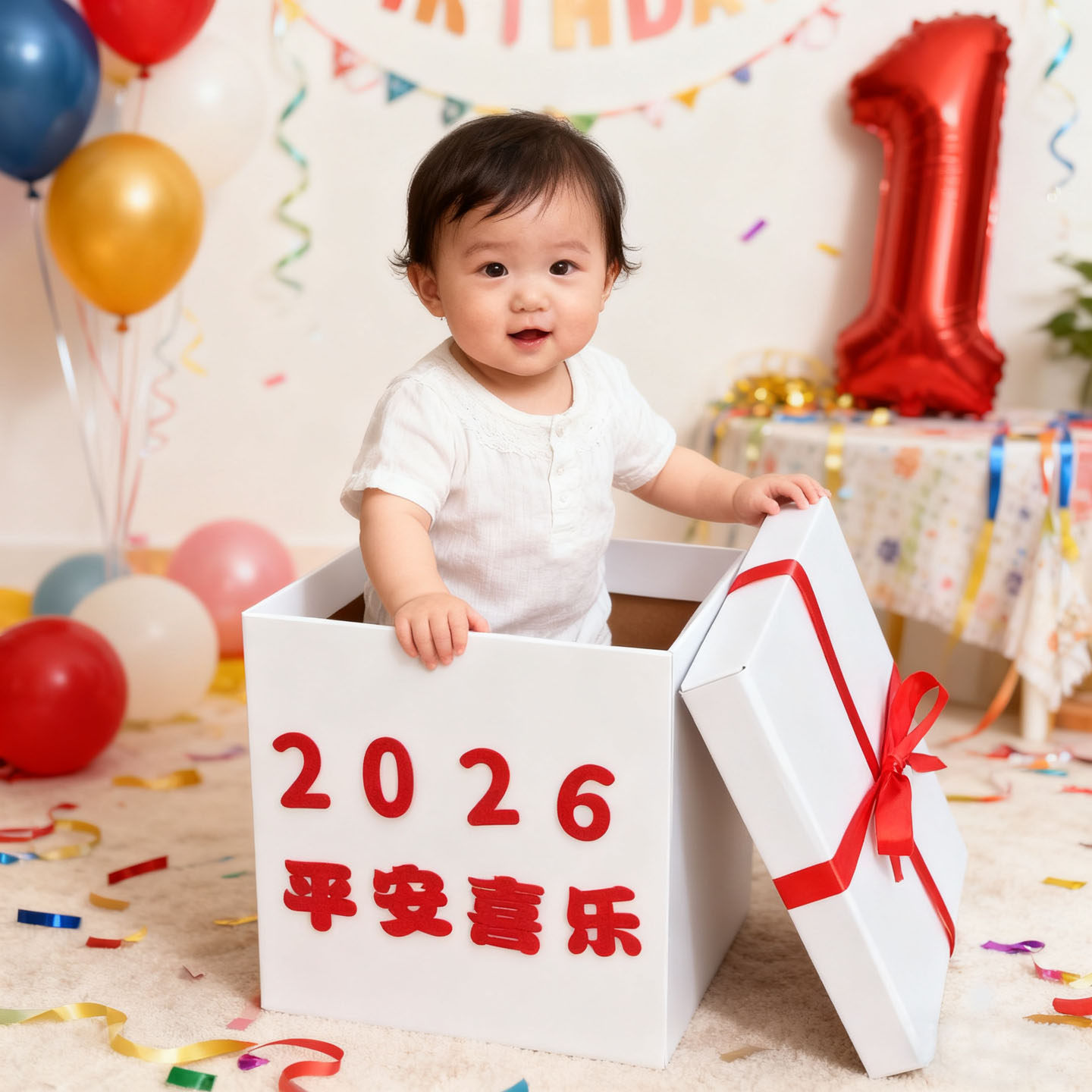 宝宝周岁扶站生日拍照惊喜礼物盒图片