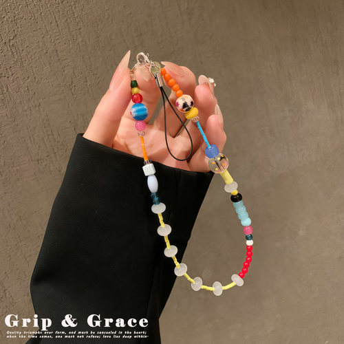 GripGrace创意彩色串珠手机壳链条ins风挂饰美少女挂件手腕款挂绳