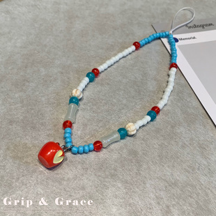 Grip 挂绳高级感手机壳配饰 Grace网红吊坠苹果串珠手机链手腕短款