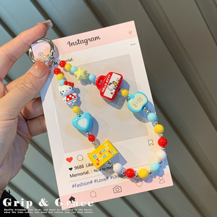 小红书同款 可爱kitty猫串珠手机链包包挂饰钥匙扣手机壳挂绳少女