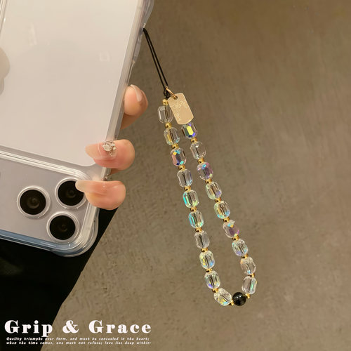 Grip Grace透炫水晶手机壳挂链短款手腕链女款暗黑色系小众轻奢