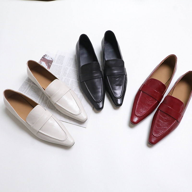 新款基础款百搭乐福鞋真皮休闲上班族简约制服牛皮单鞋时装鞋套脚