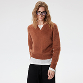 SNU 原创套头v领软糯拉毛毛衣女春小众高级感慵懒风内搭针织上衣