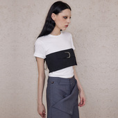 SNU 上衣 抹胸两件套设计感叠穿休闲短款 原创正肩短袖 T恤女夏季