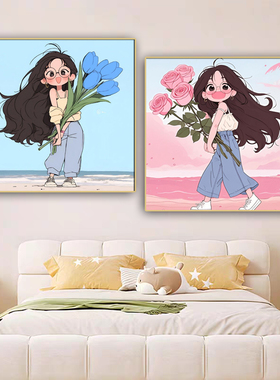 海滨女孩免打孔装饰画
