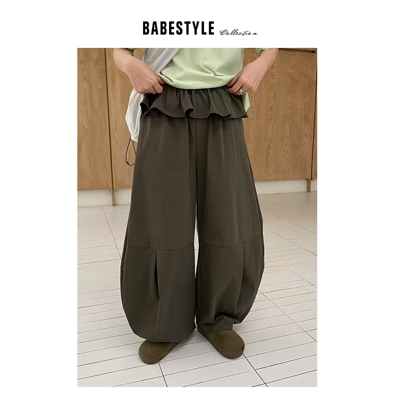 BABESTYLE |“怪女孩”首尔小众设计感轻机能风休闲花苞伞兵裤