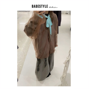 BABESTYLE |“朦胧仙气”首尔气质慵懒氛围感纱拼接羊毛毛衣开衫