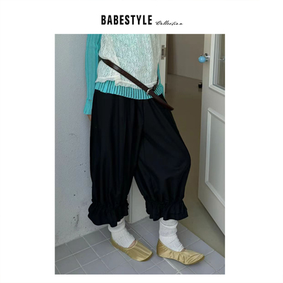 BABESTYLE |“绽放的花” YAN 日式艺术家花边设计萝卜八分休闲裤