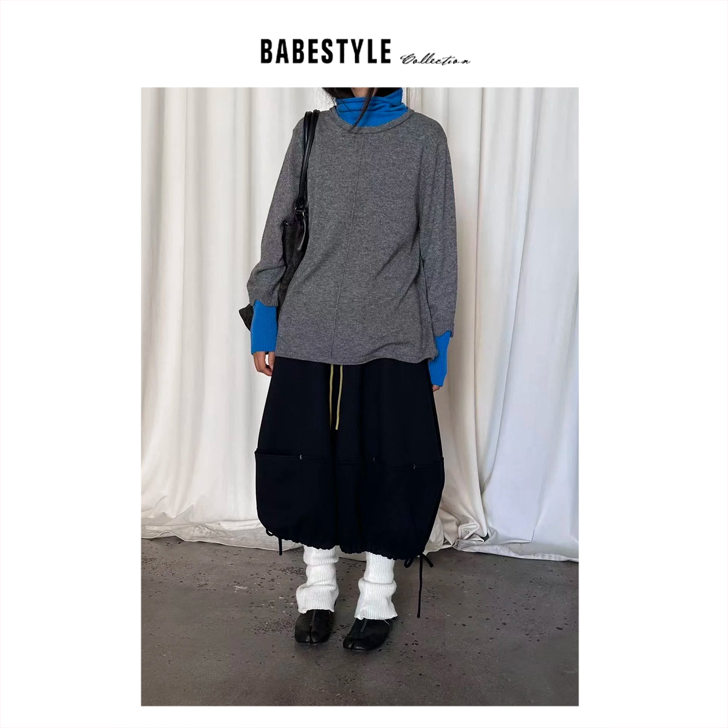 YANJIJIAN+假两件+撞色针织衫