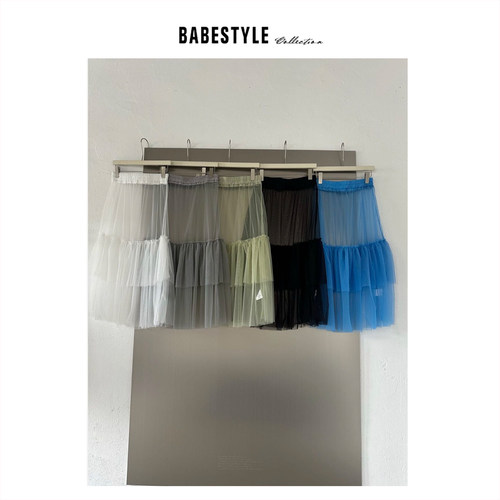 BABESTYLE |“鬼马精灵” YSS 首尔甜美蛋糕纱纱叠穿屁帘半身裙