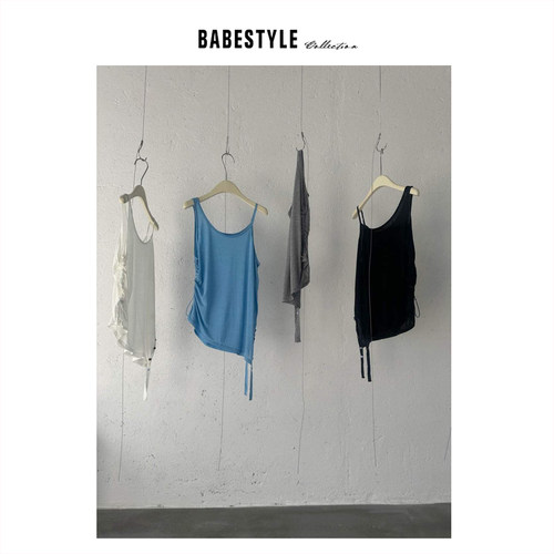 BABESTYLE |“夏日胶囊”首尔不对称抽绳纽扣飘带百搭背心吊带