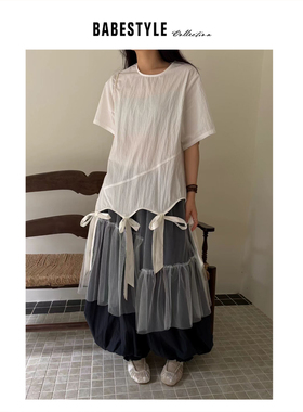 BABESTYLE |“怪女孩”YAN 日式小众设计师流苏绑带设计短袖宽松T