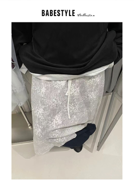 BABESTYLE |“雪绒花”首尔混搭叠穿绵羊毛针织钩花蕾丝半身裙