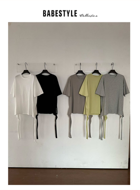 BABESTYLE |“气味图书馆”首尔简约百搭两侧飘带设计宽松休闲T