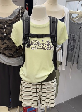 BABESTYLE｜LEMO CHAN “小狗狗”复古小众设计感卡通印花短袖T恤