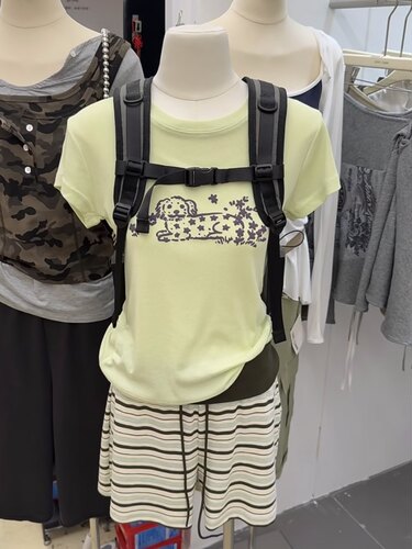 BABESTYLE｜LEMO CHAN “小狗狗”复古小众设计感卡通印花短袖T恤