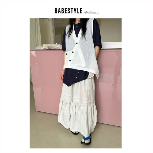 BABESTYLE |“美术馆实习生”YAN 日式简约错位斜襟设计宽松马夹