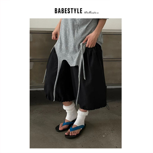 BABESTYLE |“轻亚感”YAN 日式简约文艺轻量感文艺抽绳挖袋中裤