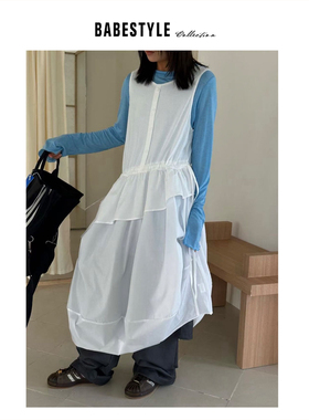 BABESTYLE |“白月光”日系文艺清冷感不规则抽绳设计飘逸背心裙