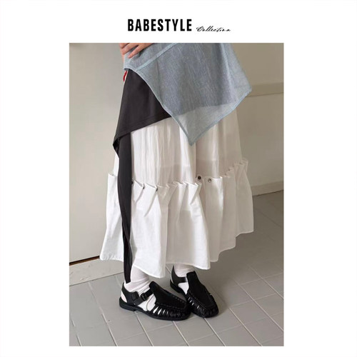 BABESTYLE |“纽扣蛋糕”YAN 日式重工手工压褶裙边设计半身裙