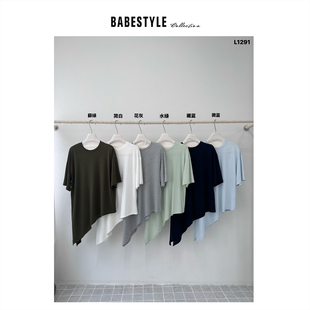 BABESTYLE |“微风” YAN 日式简约百搭净版斜边空气宽松短袖T