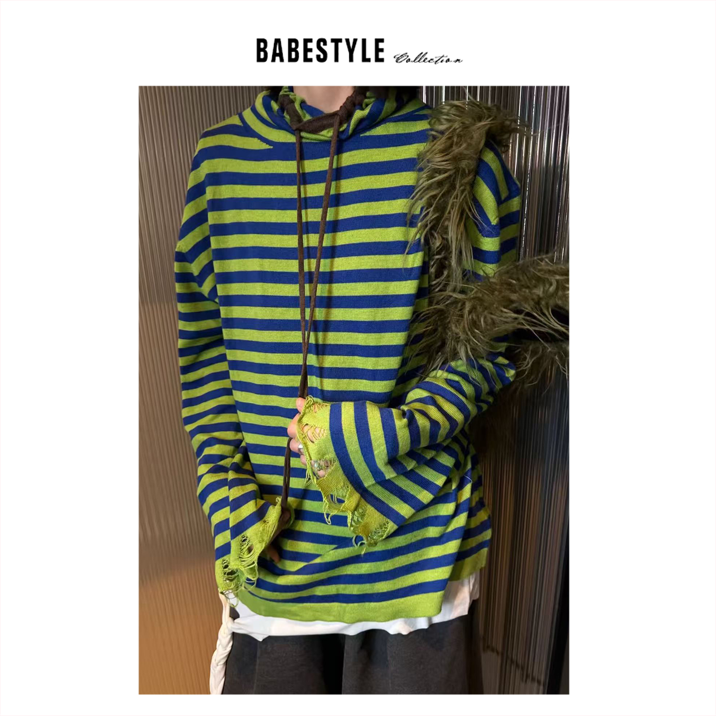 untimebomb+撕破袖口+针织衫