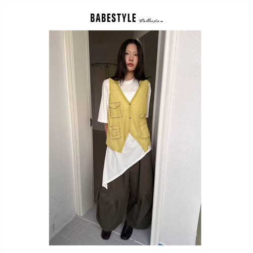 BABESTYLE |“未完成” YAN 日式鬼马设计师趣味豆豆线针织马夹