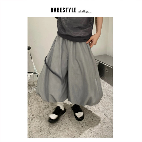 BABESTYLE |“时髦女编辑” UNTime 首尔简约灯笼泡泡八分裙裤