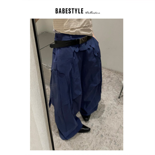 BABESTYLE | “美术馆”untime 首尔重工烧花屁帘飘带设计休闲裤