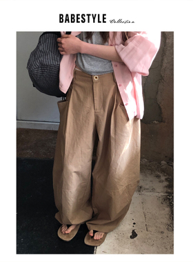 BABESTYLE |“松弛气质”日式文艺气质简约百搭慵懒弯刀休闲裤