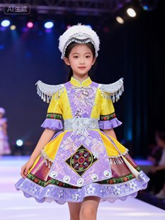 原创现货130规格女童少数民族快乐阳光歌曲独唱礼服头饰可换其他