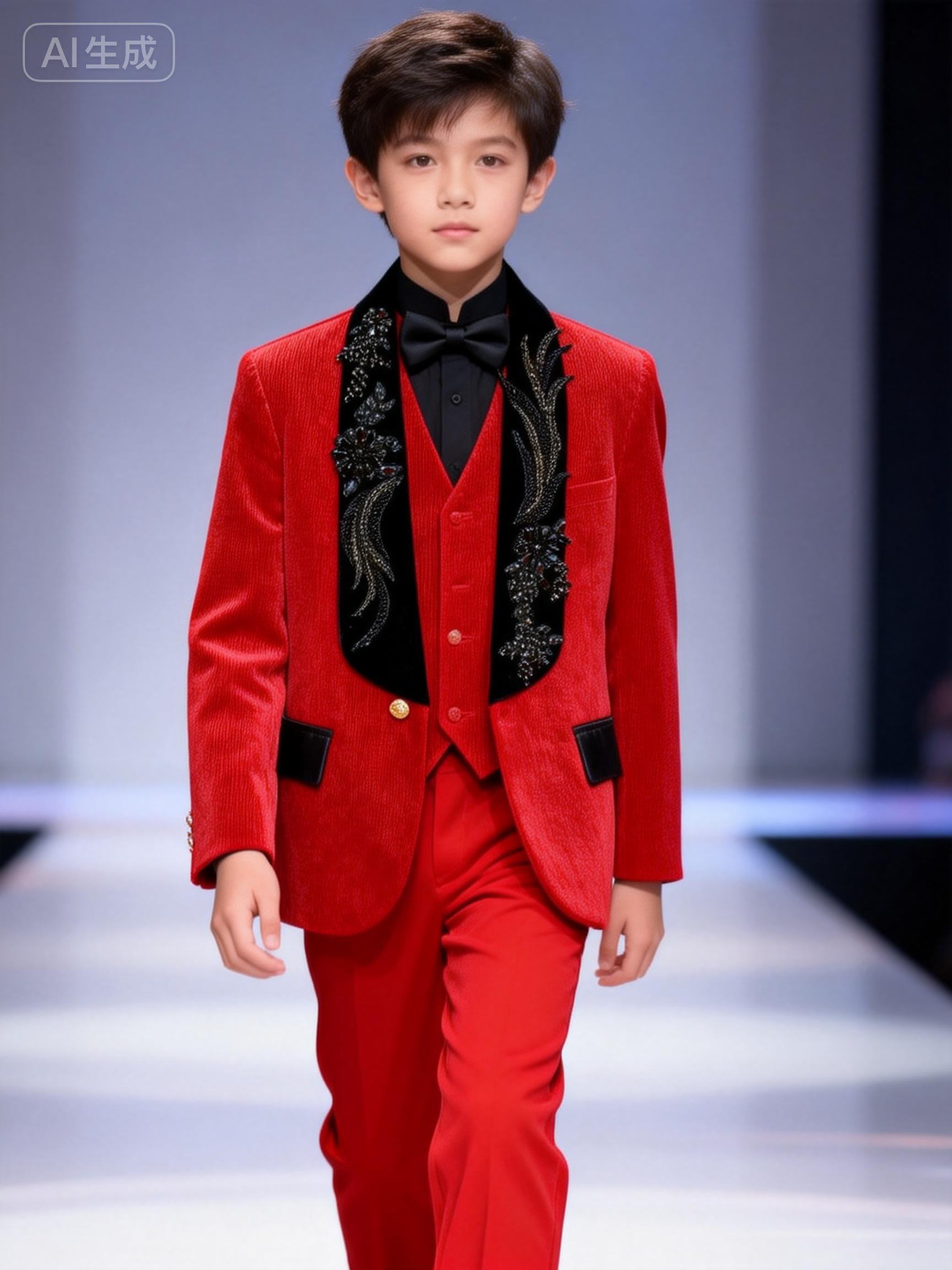 现货140规格男童礼服指挥钢琴演出服主持礼服红歌独唱礼服可租赁