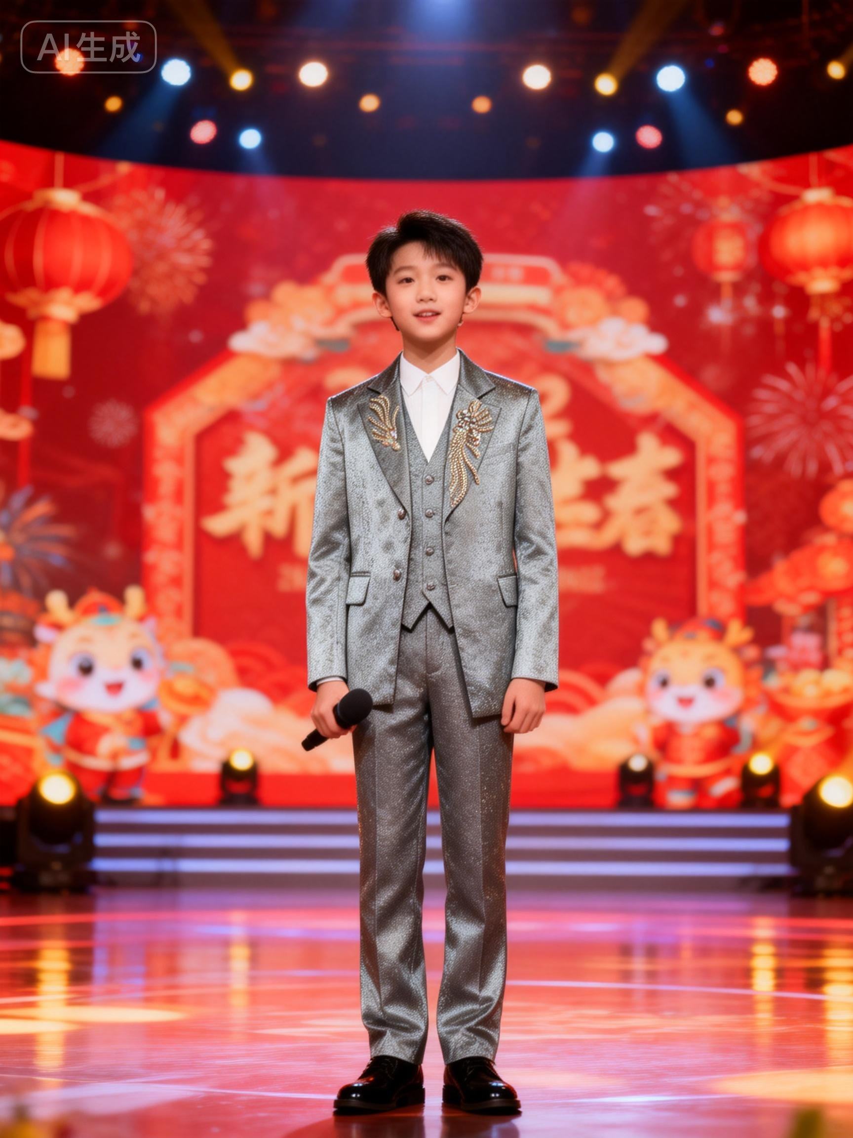 现货150男童西装礼服男孩礼服西服三件套主持走秀钢琴演出服租赁