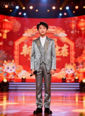 现货150男童西装礼服男孩礼服西服三件套主持走秀钢琴演出服租赁