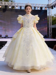 出租150规格儿童礼服高端公主裙小女孩生日主持人走秀钢琴演出服