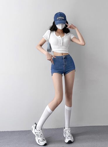 阔腿热裤秋季不规则甜辣高腰显瘦