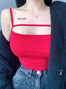 纯欲风性感辣妹百搭设计感心机吊带背心女夏内搭打底外穿上衣女潮