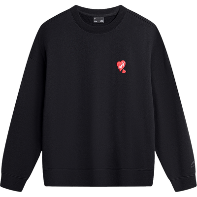 李宁爱心宽松圆领女套头无帽卫衣