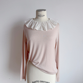 纯棉玻璃纱荷叶领羊毛长袖 2026春日本bilitis同款 神机姐姐推荐 T恤