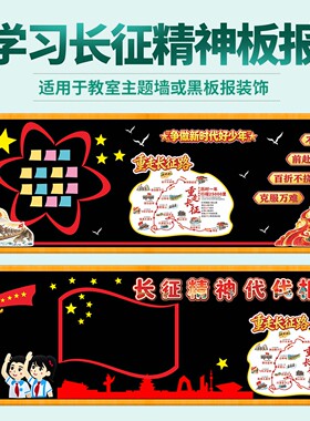 校园传承长征精神黑板报墙贴