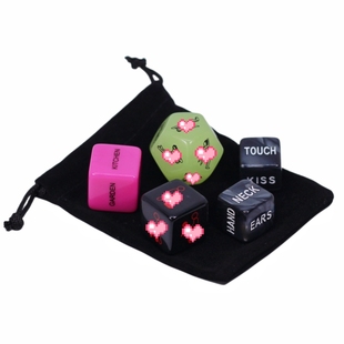 12面夜光情侣情人骰子含收纳袋 dice 英文趣味动作色子套装 5颗Fun