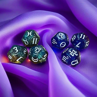 变色龙款12星座骰子3颗套装 十二面数字色子游戏筛子桌游道具礼品