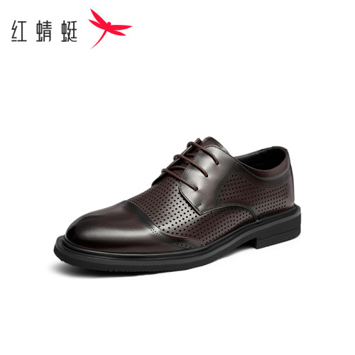 REDDRAGONFLY/红蜻蜓男士时尚商务风牛皮正装系带德比鞋WTA23285