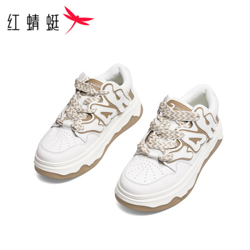 REDDRAGONFLY/红蜻蜓男士时尚厚底小白鞋运动系带男板鞋WHA14220